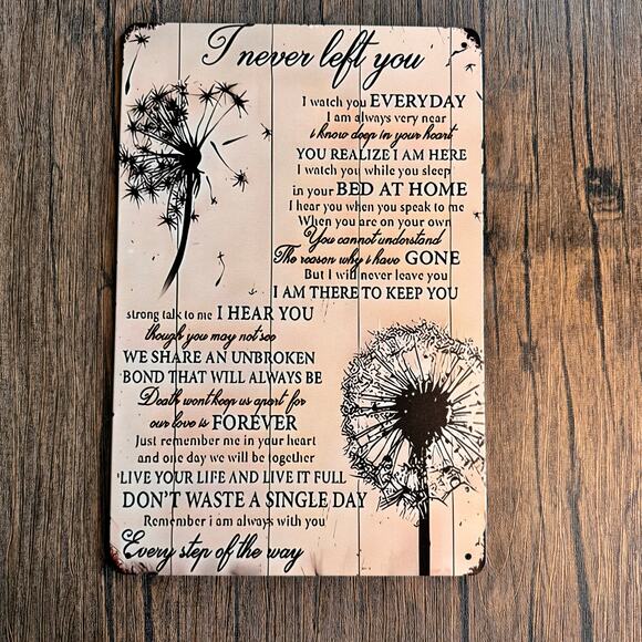 Wall Hanging Sign Metal Sign Flower Dandelion Encouragement NEW Gift FAST SHIP - Picture 2 of 3